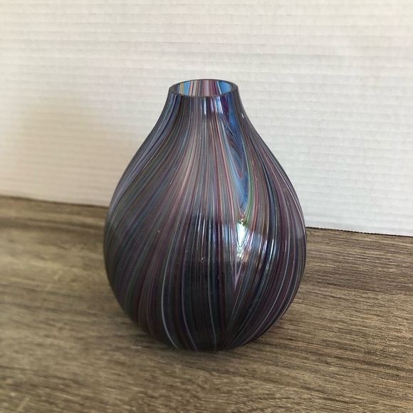 Handblown Multicolour Swirl Glass Vase - Picture 1 of 10